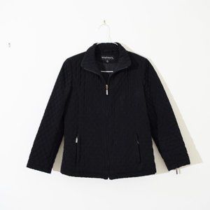 LORD & TAYLOR PORTRAIT Black Quilted Medium Weight Bomber Jacket | Size S